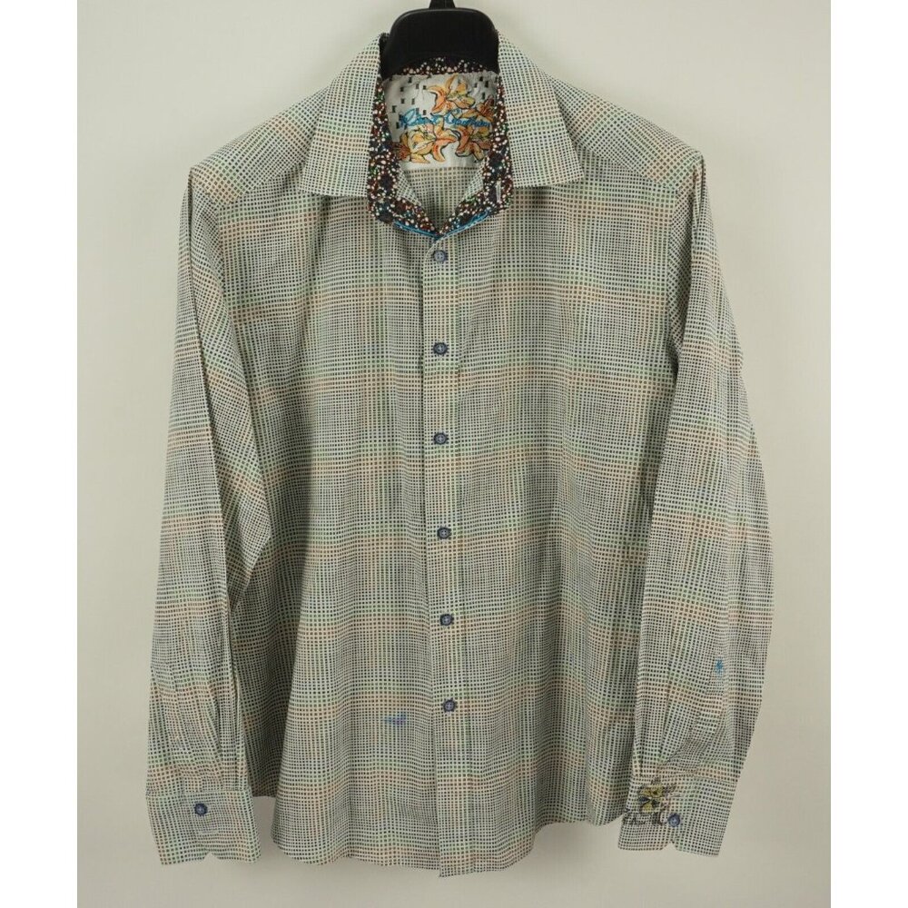 Robert Graham Men's XL Multicolor Geometric Floral Flip Cuff Button Up Shirt